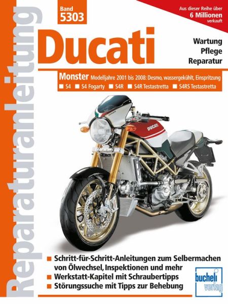 Ducati Monster mit 4 Ventilen, Desmo, Wasserkühlung, Einspritzung   - S4 (2001-2002) S4 R (2003-2008) S4 RS (2006-2008) 