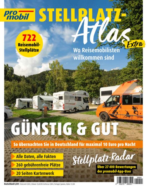promobil Stellplatz-Atlas 01/2025 - Günstig und Gut promobil Stellplatz-Atlas 01/2025 - Günstig und Gut