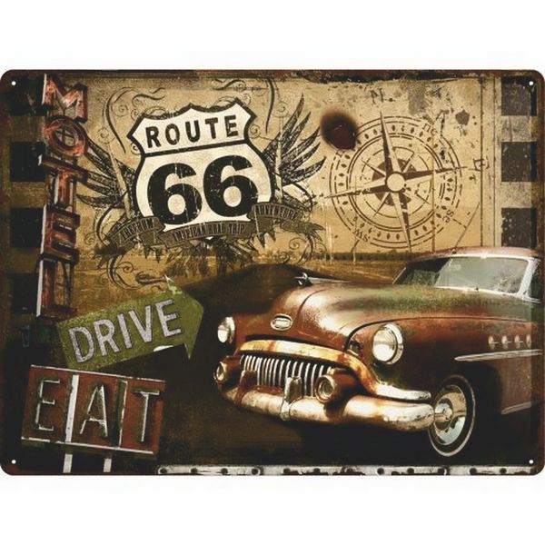 Blechschild: 40x30 cm Route 66 - 