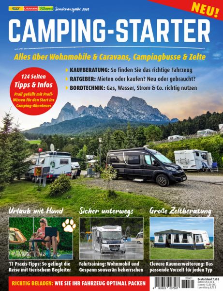 pro mobil Camping-Starter 01/2026 Fahrtraining, Raumerweiterung, Hund - Kaufberatung, Miet-/ Kaufratgeber, Ratgeber Bordtechnik