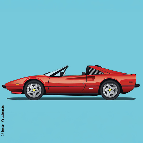 Grafik eines roten Ferrari 308 GTS