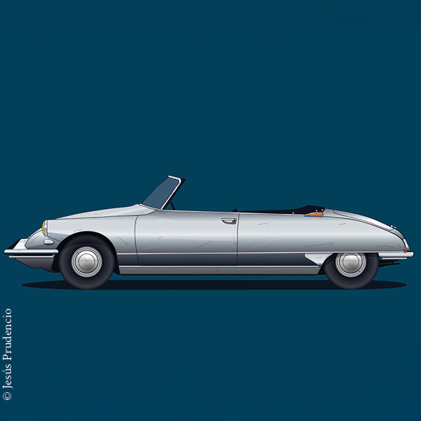 Grafik eines grauen Citroen ID 19 Cabriolet