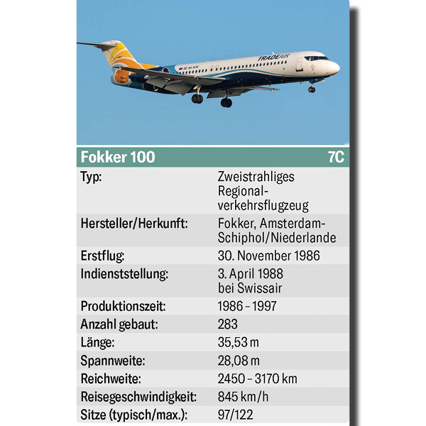 Quartettkarte zur Fokker 100